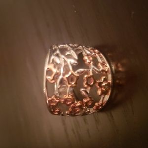 Ring Sterling Silver and Gold Rose Plated Sz 7